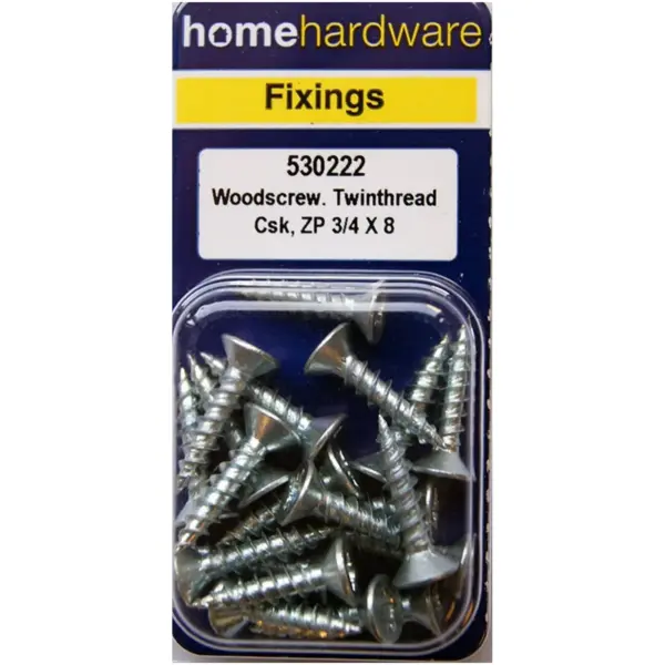 Hardened Pozi Twinthread CSK Woodscrews BZP 0.75" x 8 - Pack of 20