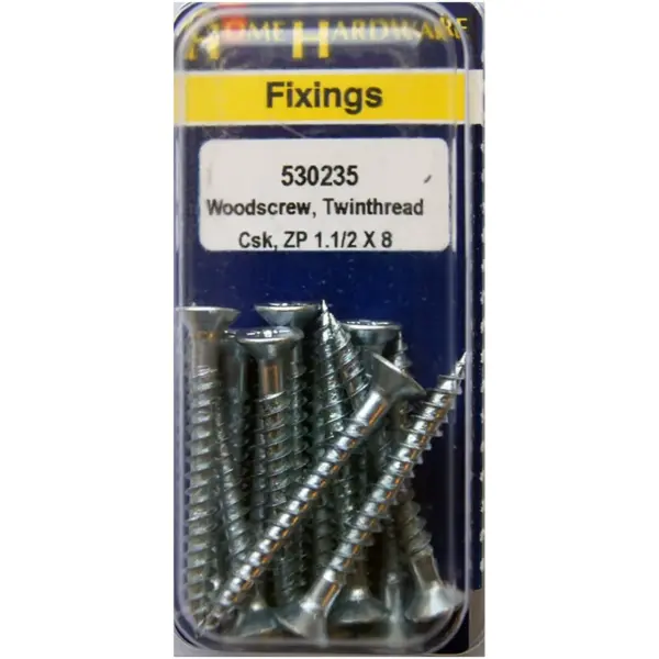 Hardened Pozi Twinthread CSK Woodscrews BZP 1.5" x 8 - Pack of 12