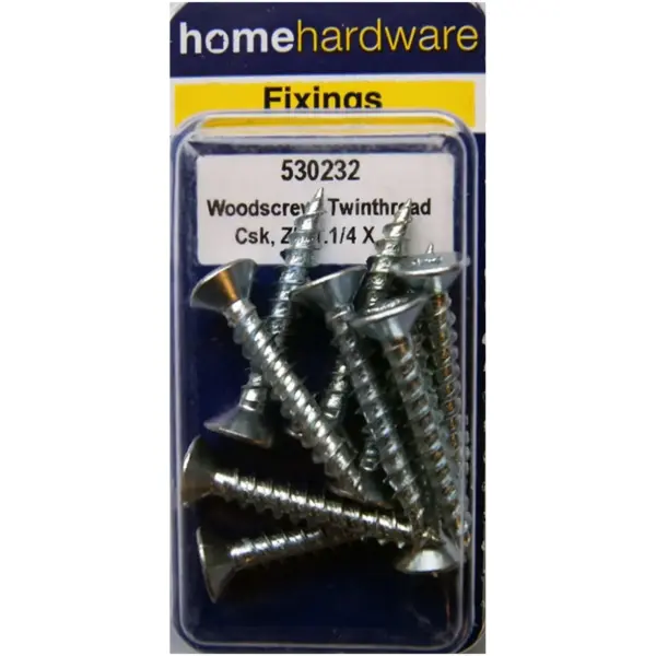 Hardened Pozi Twinthread CSK Woodscrews BZP 1.25" x 10 - Pack of 10