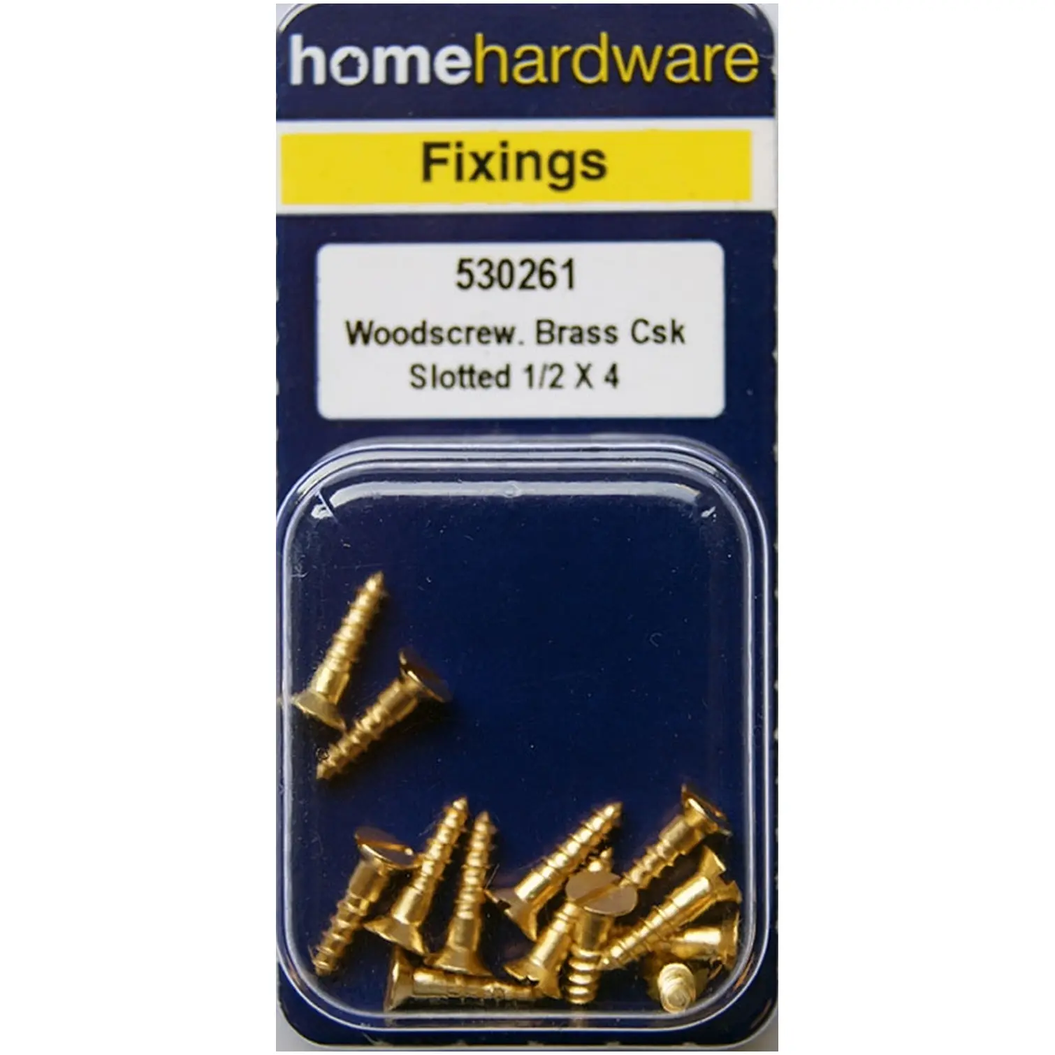 Home Hardware  Slotted CSK Woodscrews Brass 1/2" x 4 pack of 13