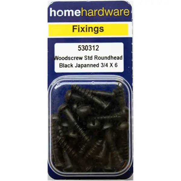 Home Hardware  Round Head Woodscrews Black Japanned 3/4" x 6 pack of 20