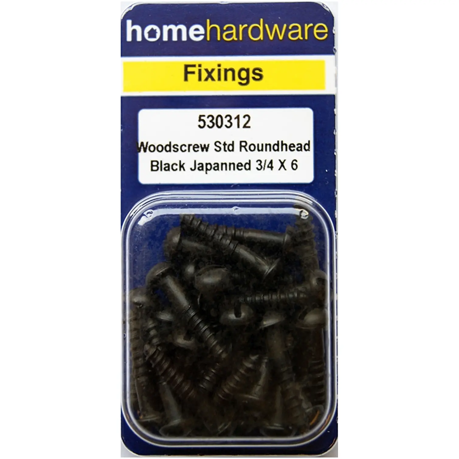 BLK0168 Home Hardware Round Head Woodscrews Black Japanned 3/4" x 6 pack of 20