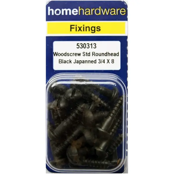 Home Hardware  Round Head Woodscrews Black Japanned 3/4" x 8 pack of 15