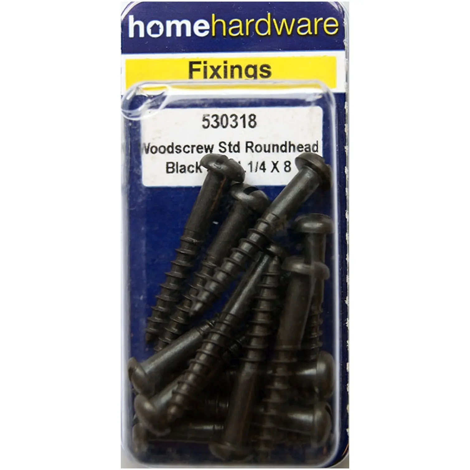 BLK0171 Home Hardware Round Head Woodscrews Black Japanned 1 1/4" x 8 pack of 10