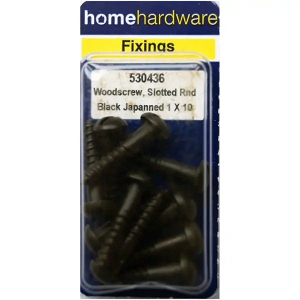 Home Hardware  Round Head Woodscrews Black Japanned 1" x 10 pack of 8