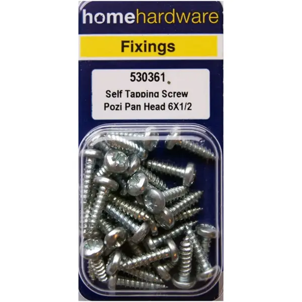 Home Hardware  Pozi Pan Head Self Tapping Screws BZP 1/2" x 6 pack of 28