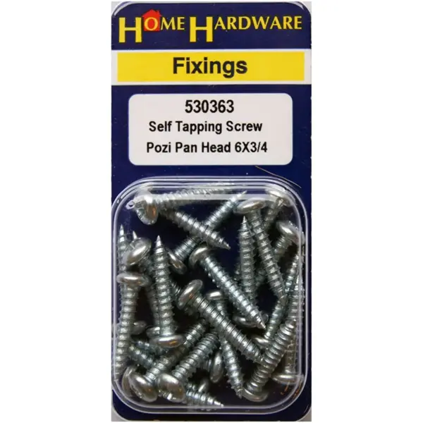 Home Hardware  Pozi Pan Head Self Tapping Screws BZP 3/4" x 6 pack of 19