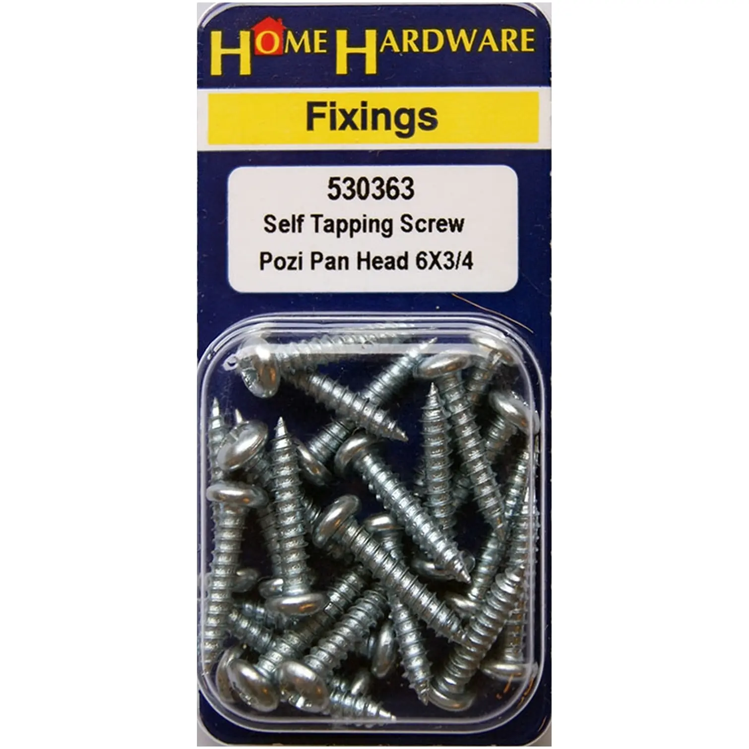 BLK0201 Home Hardware Pozi Pan Head Self Tapping Screws BZP 3/4" x 6 pack of 19