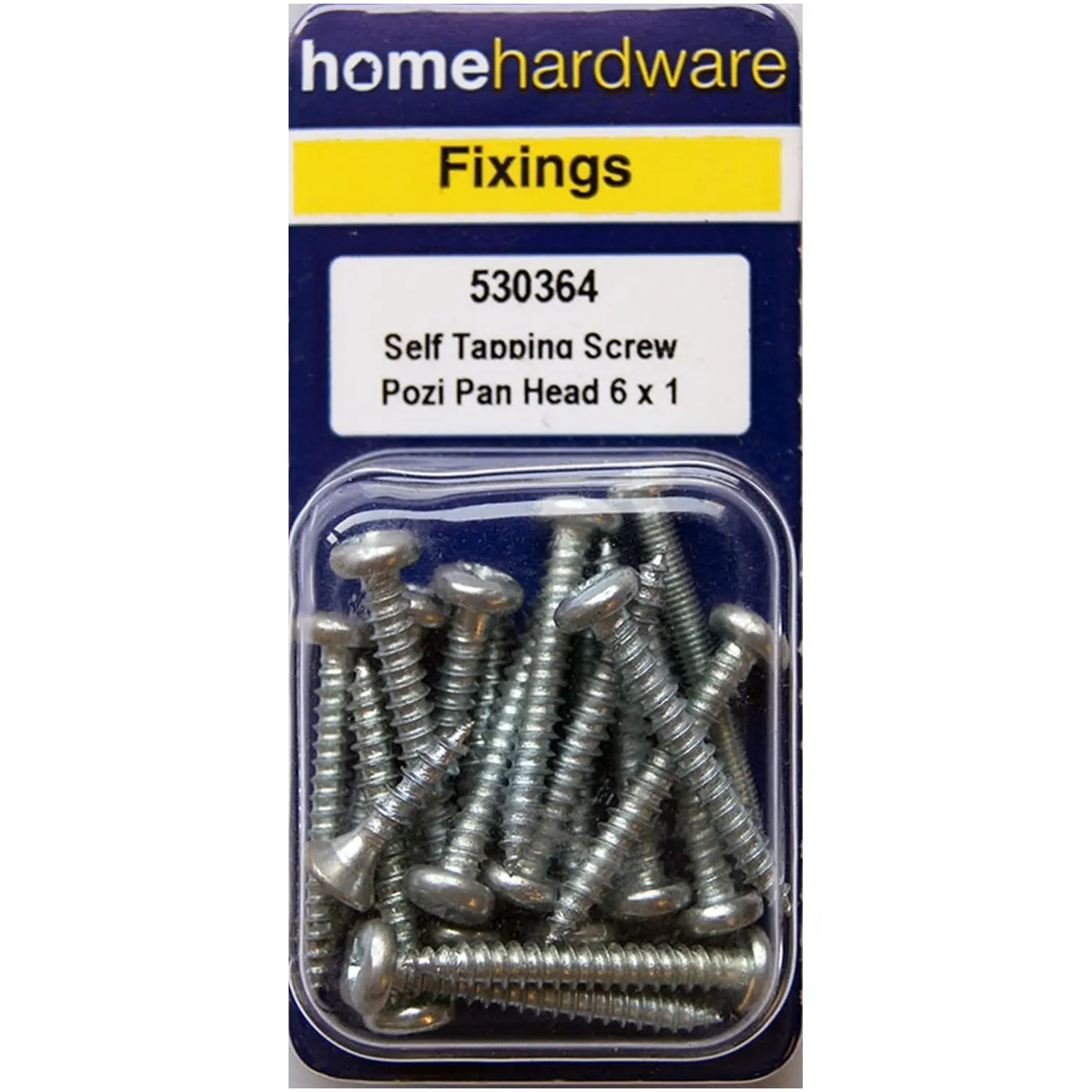 BLK0202 Home Hardware Pozi Pan Head Self Tapping Screws BZP 1" x 6 pack of 17