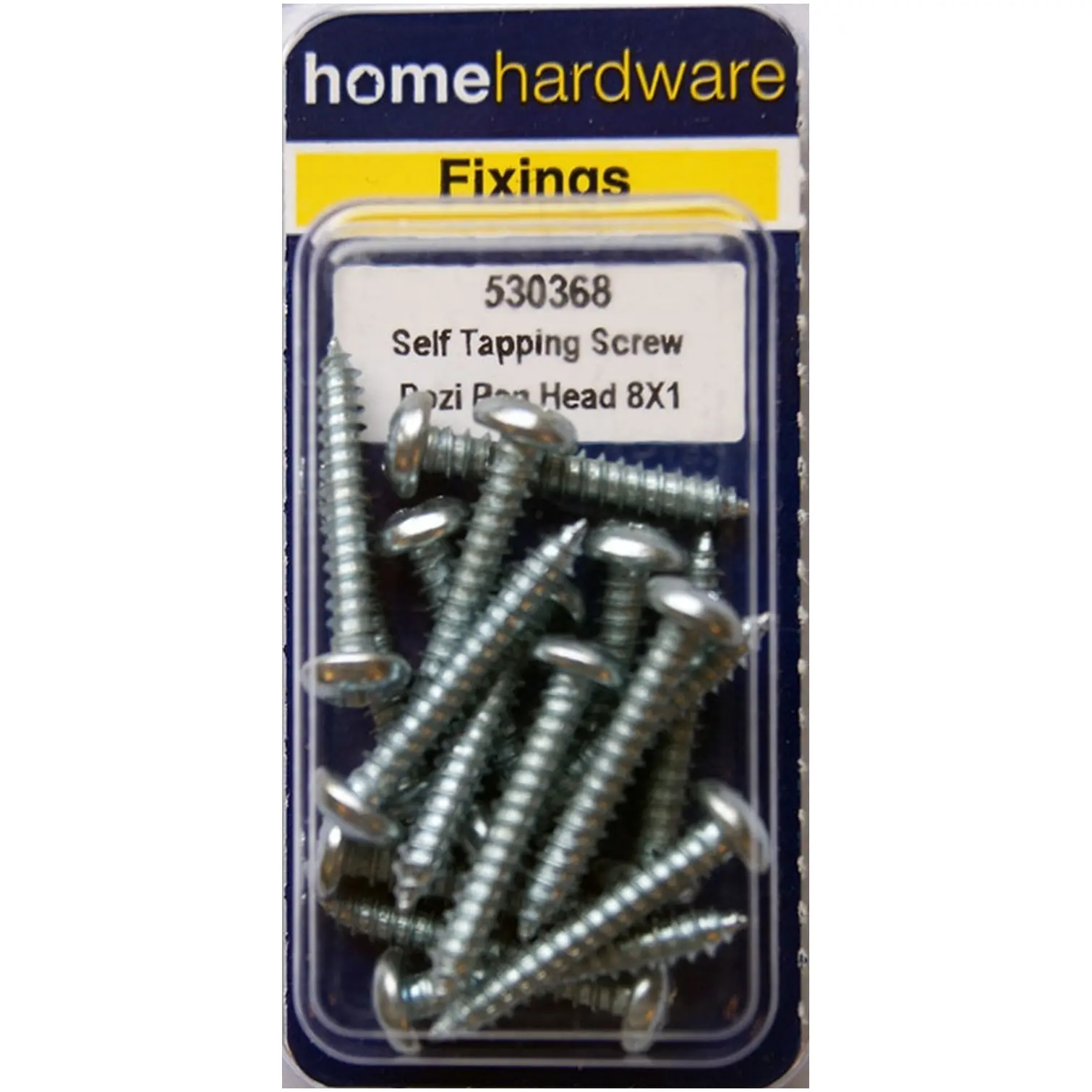 BLK0205 Home Hardware Pozi Pan Head Self Tapping Screws BZP 1" x 8 pack of 14