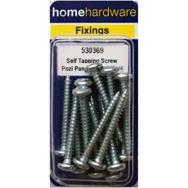Home Hardware  Pozi Pan Head Self Tapping Screws BZP 1 1/4" x 8 pack of 12