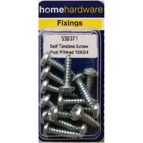 Home Hardware  Pozi Pan Head Self Tapping Screws BZP 3/4" x 10 pack of 12