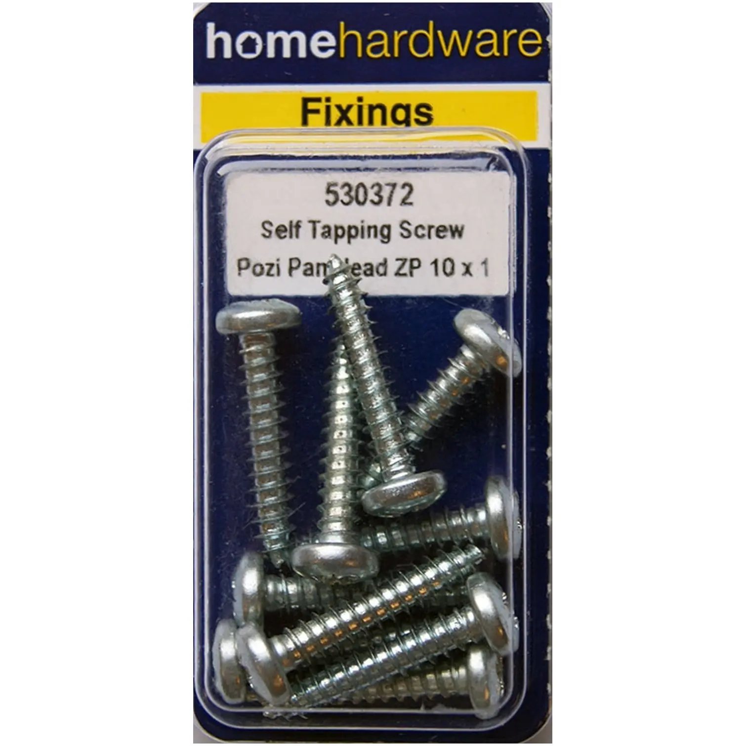 BLK0208 Home Hardware Pozi Pan Head Self Tapping Screws BZP 1" x 10 pack of 9