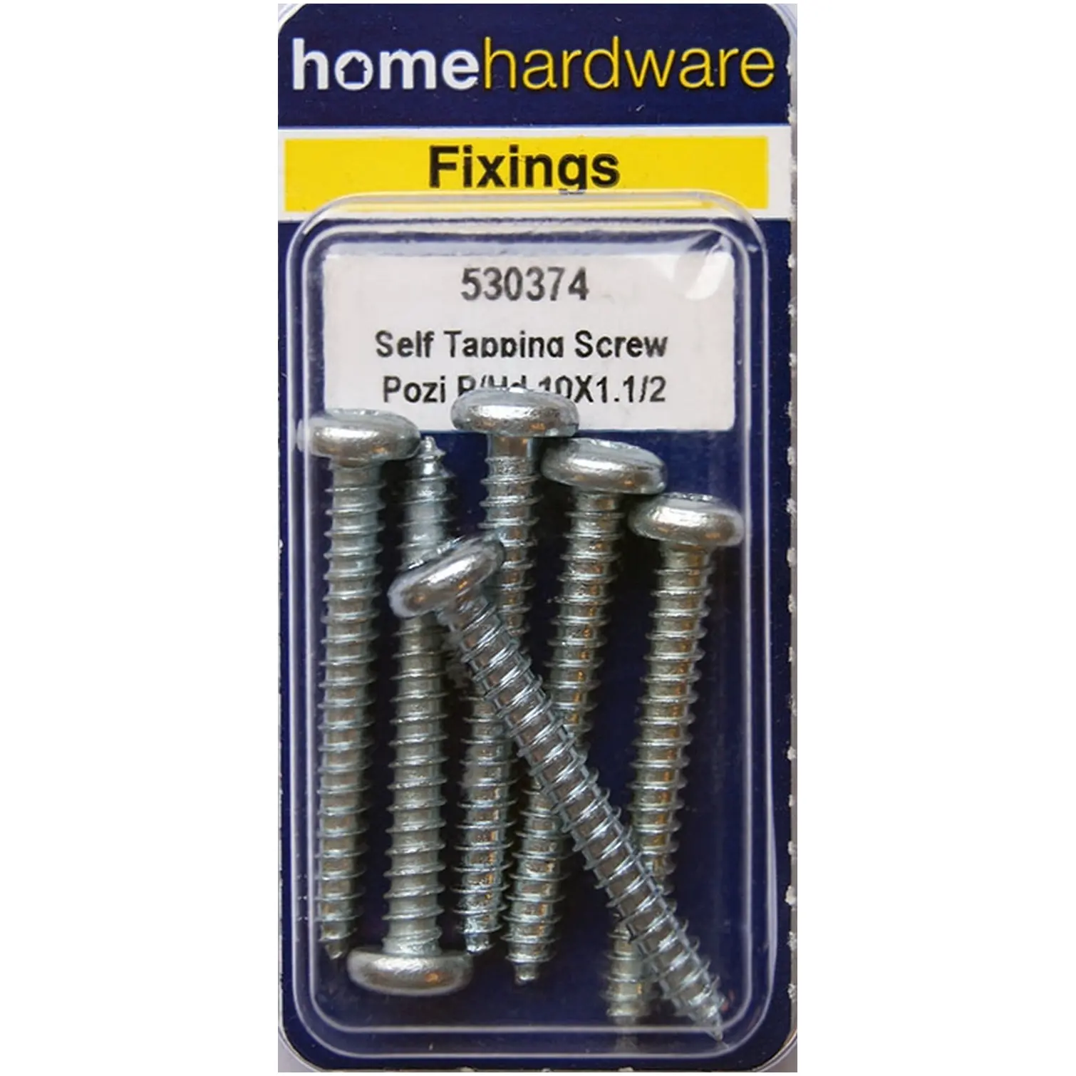 BLK0209 Home Hardware Pozi Pan Head Self Tapping Screws BZP 1 1/2" x 10 pack of 6