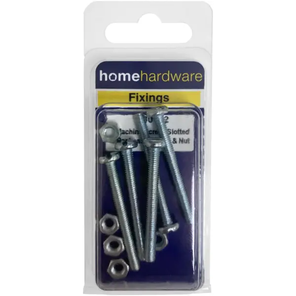 Home Hardware Slotted Panhead Machine Screws & Nuts BZP M4x40 pack of 5