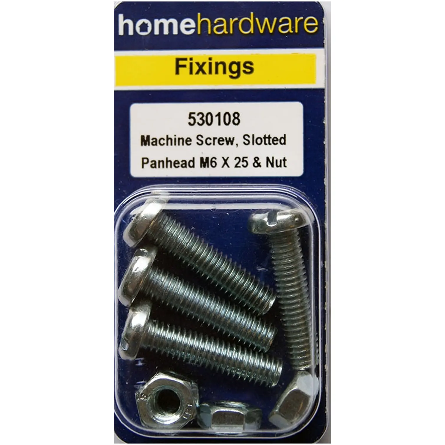 Home Hardware Slotted Panhead Machine Screws & Nuts BZP M6x25 pack of 3