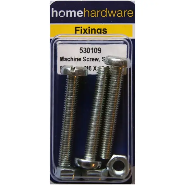 Home Hardware Slotted Panhead Machine Screws & Nuts BZP M6x40 pack of 3