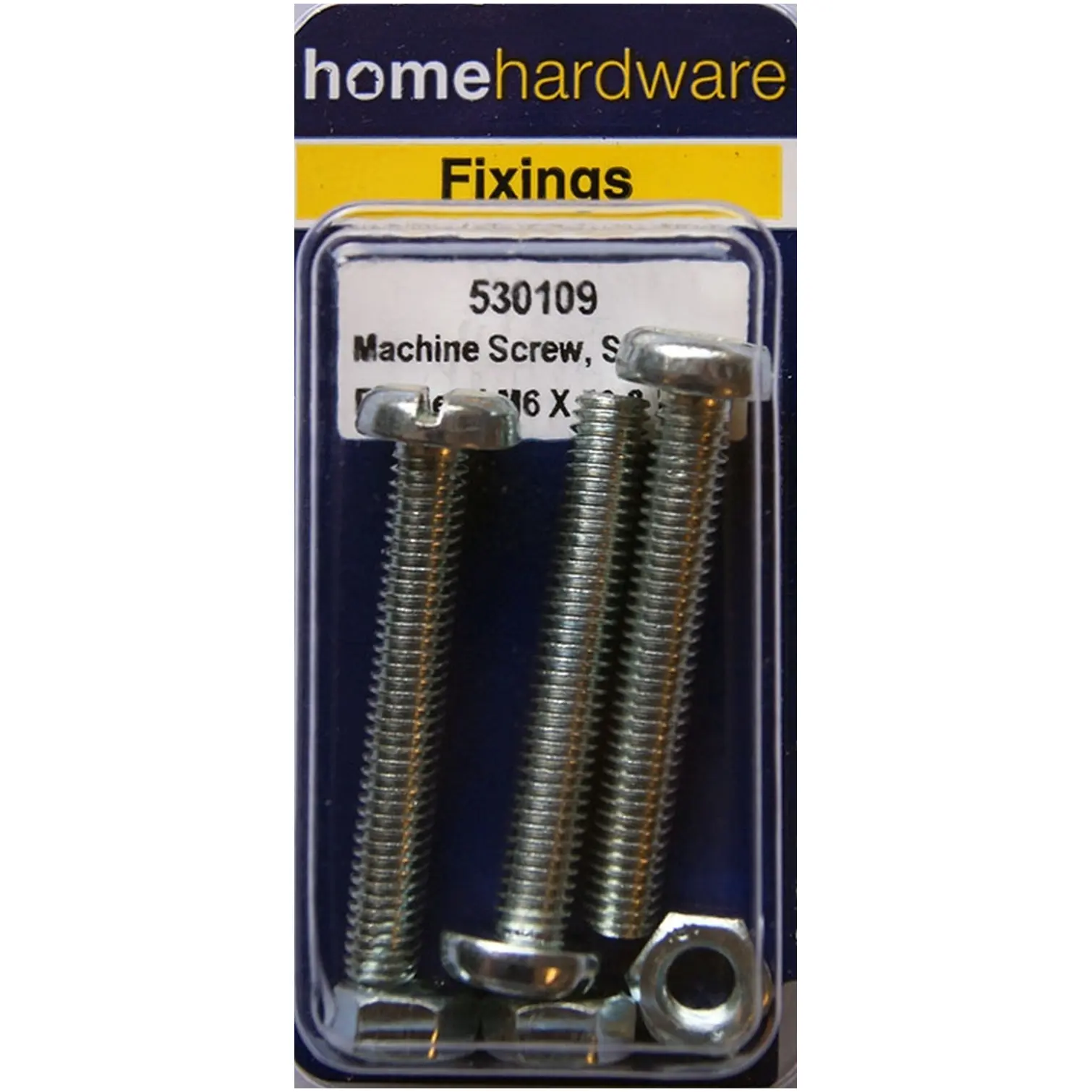 Home Hardware Slotted Panhead Machine Screws & Nuts BZP M6x40 pack of 3