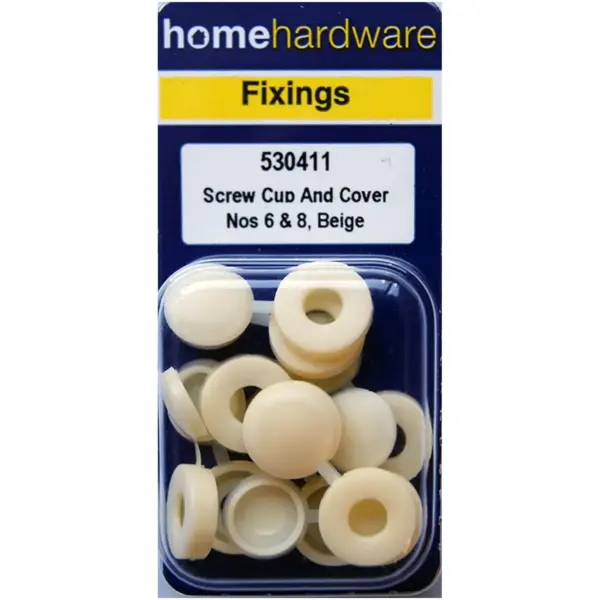 Home Hardware No.6 & No.8 Beige Screw Cups & Hinged Covers Pack of 10
