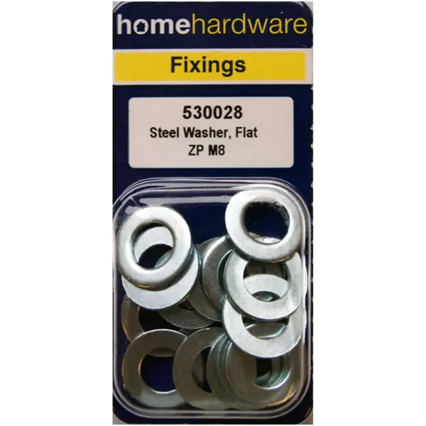Home Hardware  Flat Steel Washers BZP M8 pack of 15