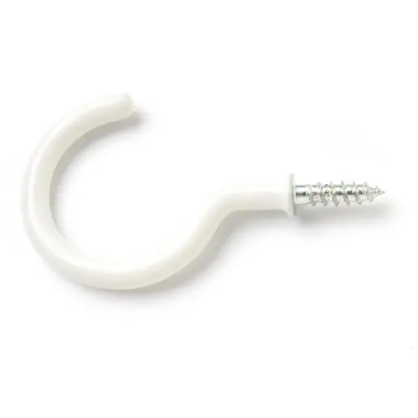 BLK0742 White Plastic Coated Cup Hooks 25mm - Pack of 5