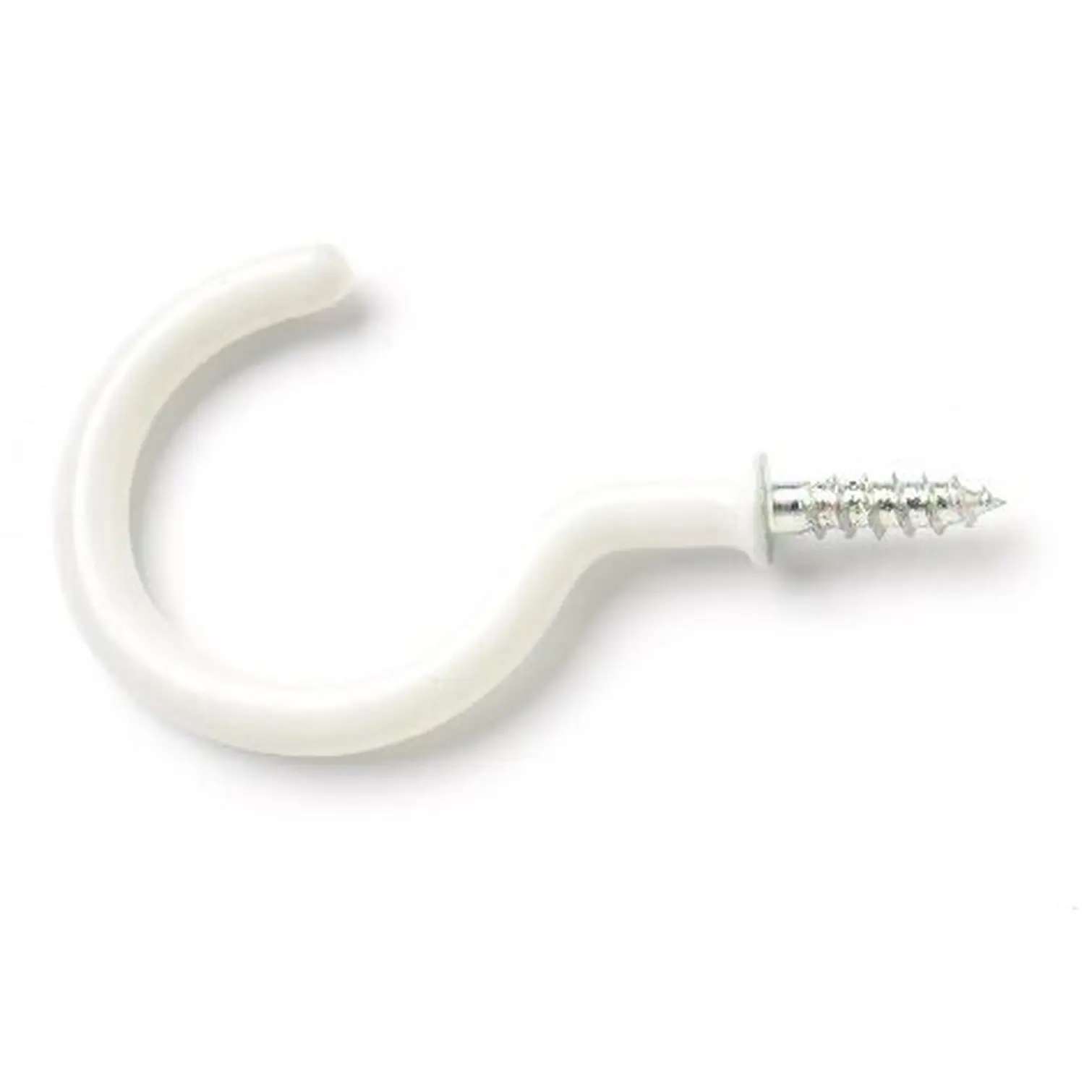 White Plastic Coated Cup Hooks 25mm - Pack of 5