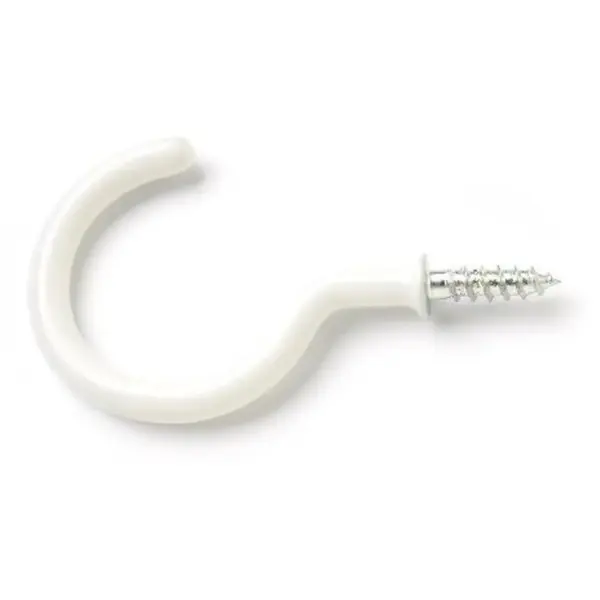 BLK0743 White Plastic Coated Cup Hooks 32mm - Pack of 5