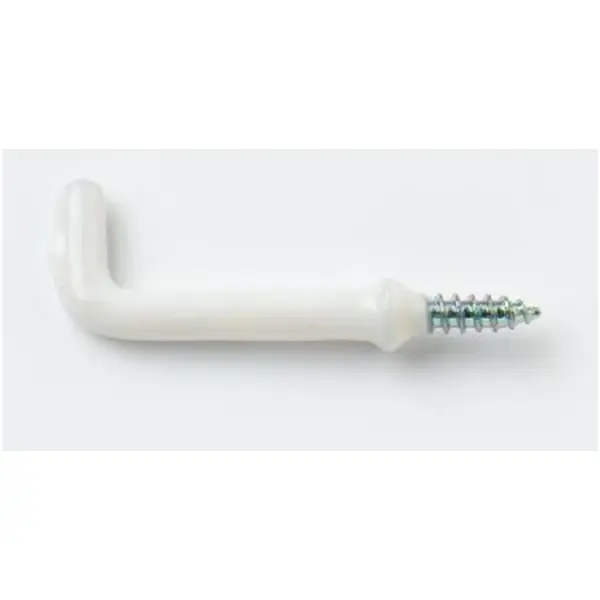 Square Hooks White Plastic Coated 25mm - Pack of 5
