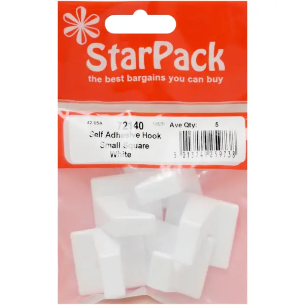 Self Adhesive Small Square Hooks White - Pack of 3