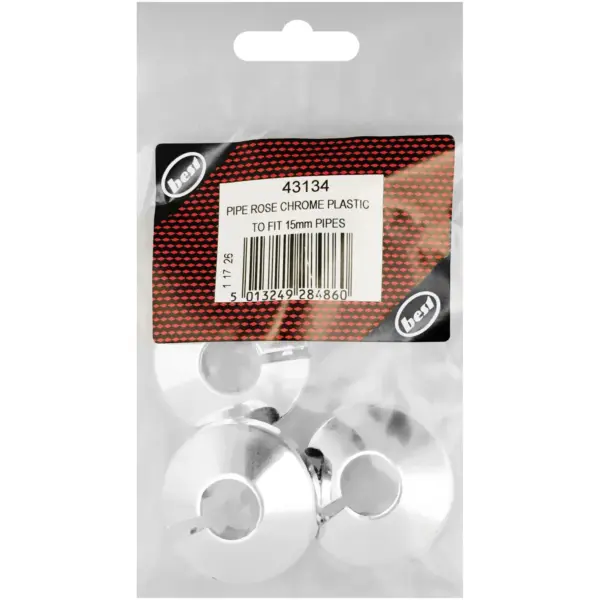 Chromed Plastic Pipe Roses 15mm - Pack of 4
