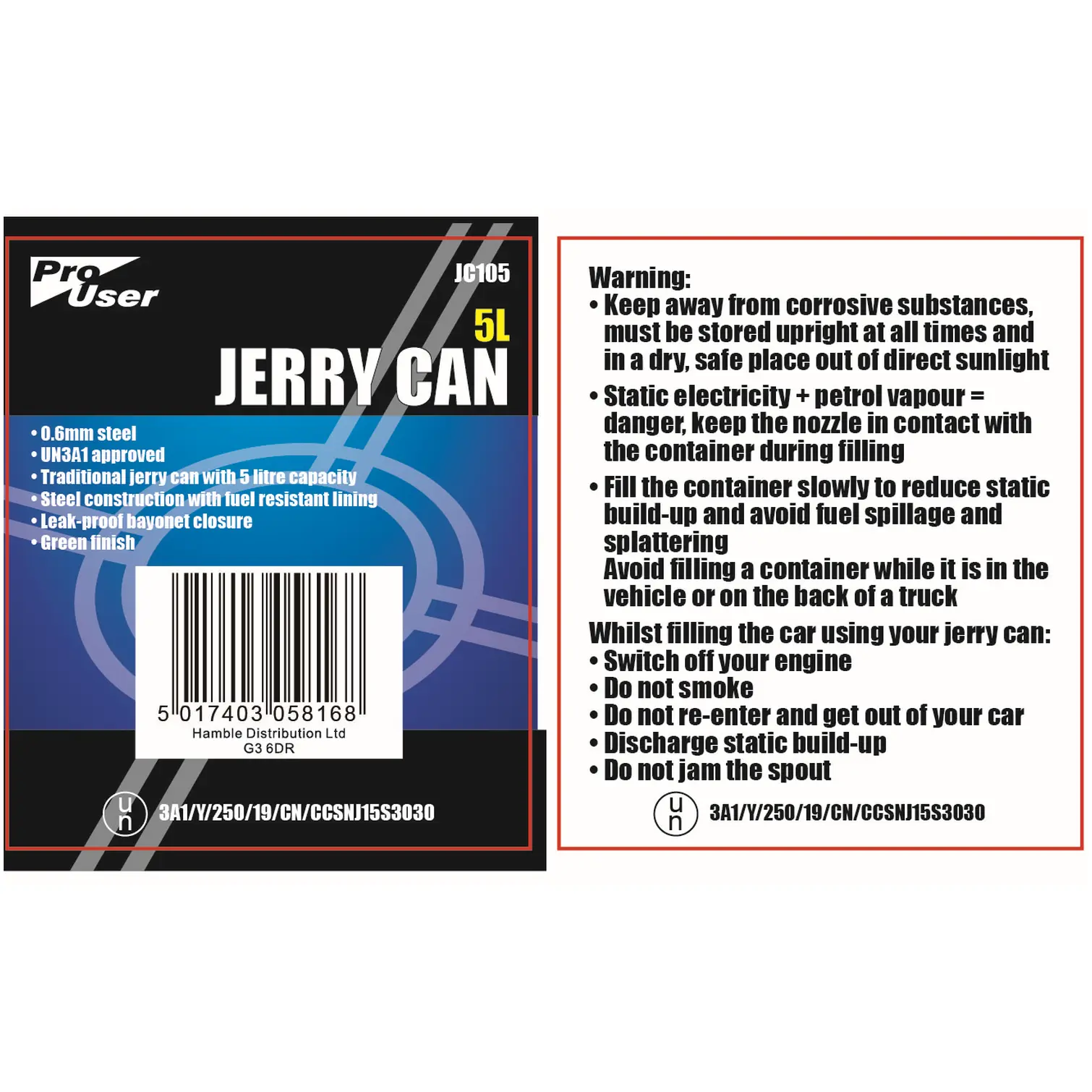 BLS0118_1 Pro User Traditional Jerry Can 5 Litre