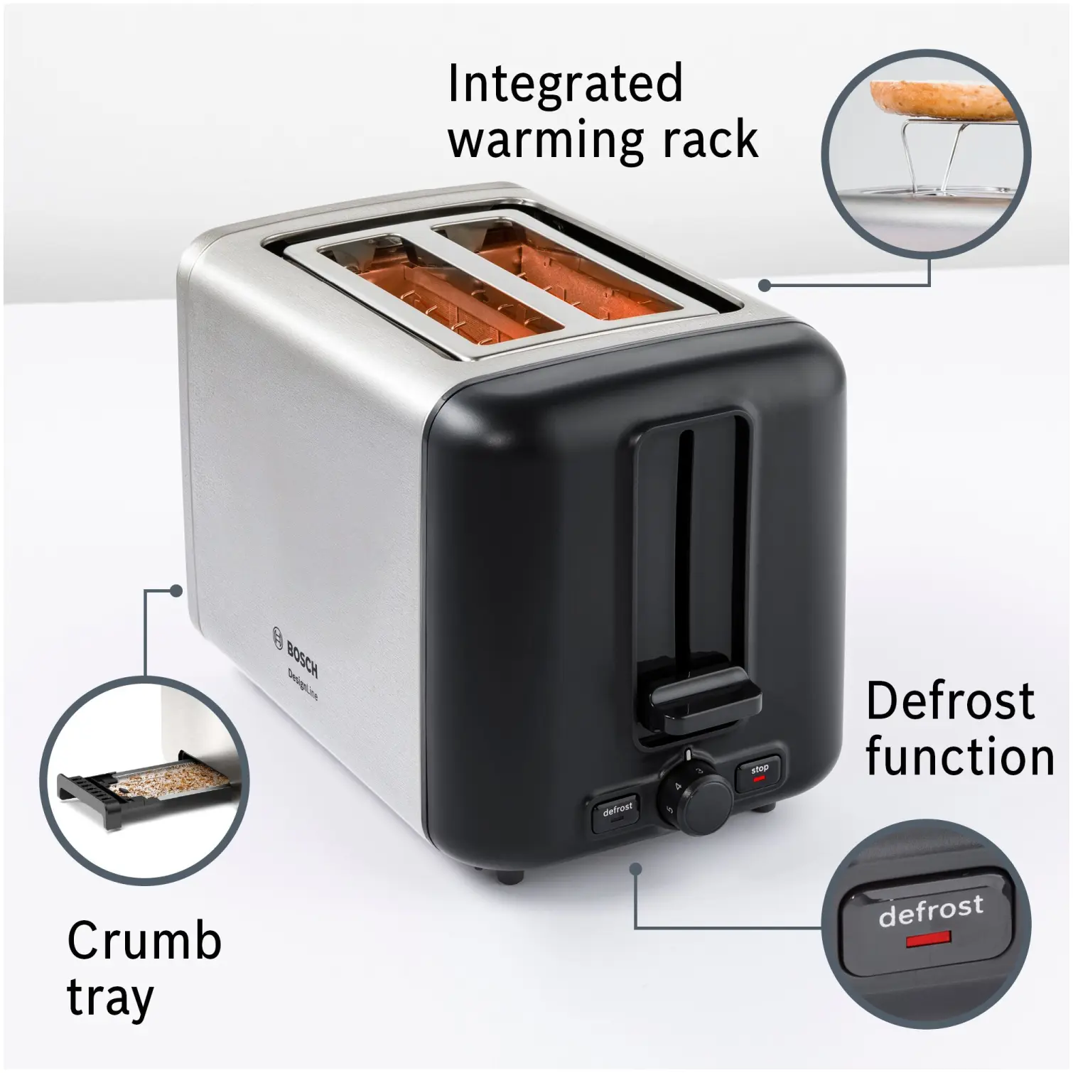 Bosch 2 Slice Toaster Stainless Steel