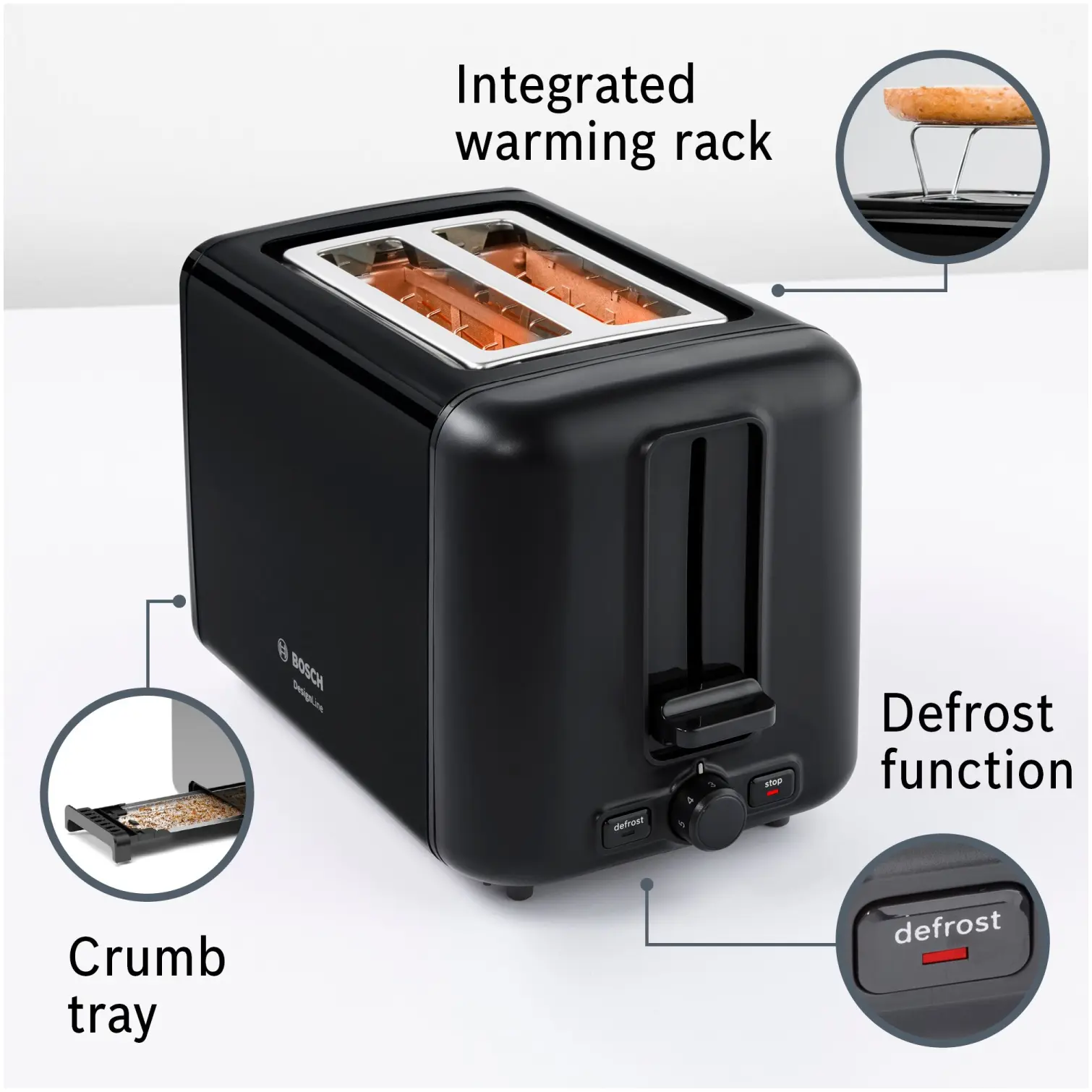 Bosch 2 Slice Toaster Black