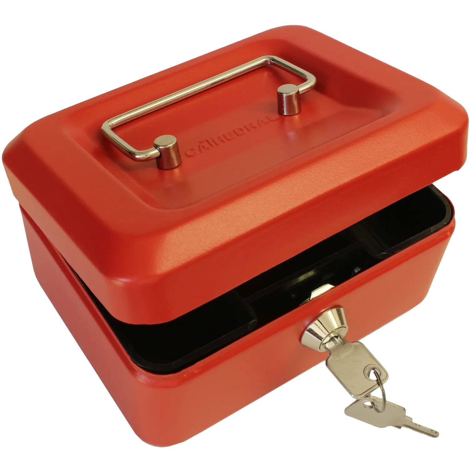 Cathedral Cash Box Red Width 152mm x Depth 115mm x Height 80mm