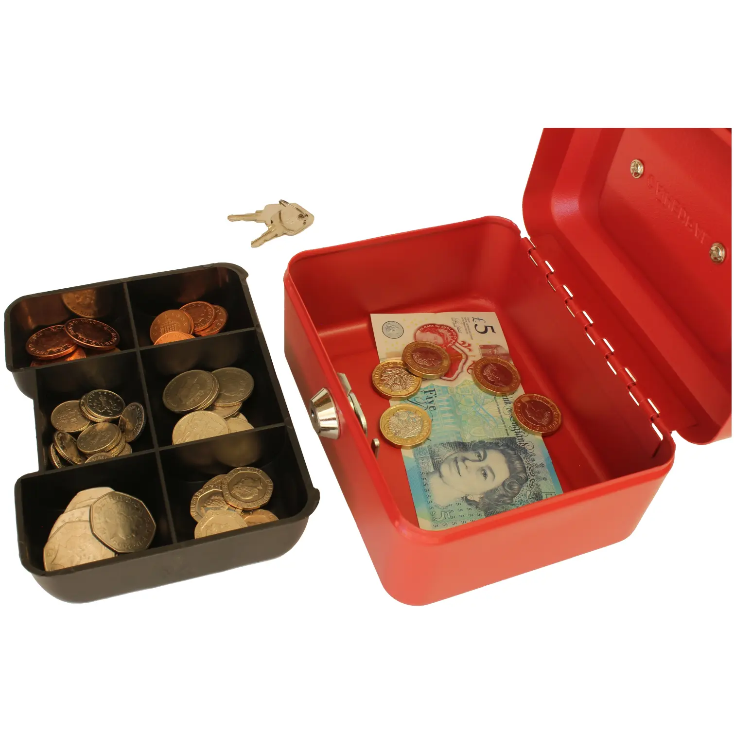 Cathedral Cash Box Red Width 152mm x Depth 115mm x Height 80mm