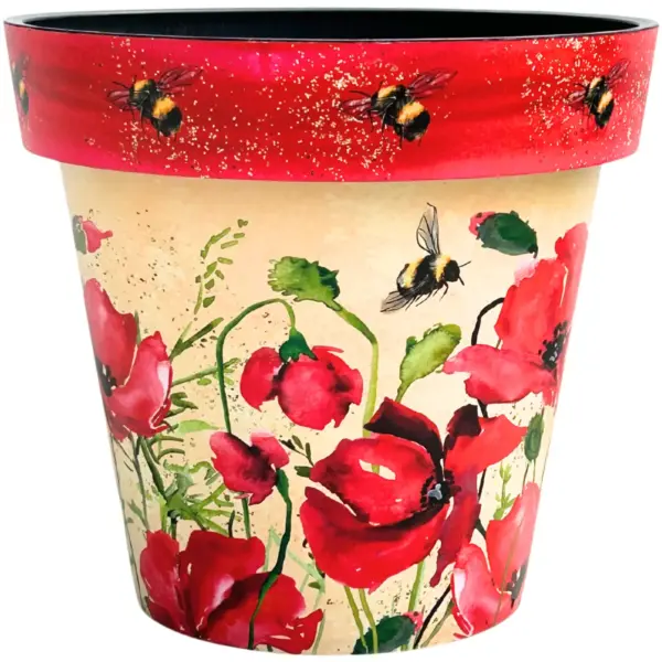 Creekwood Zest Garden Indoor Outdoor Pot Poppies & Bees 30cm