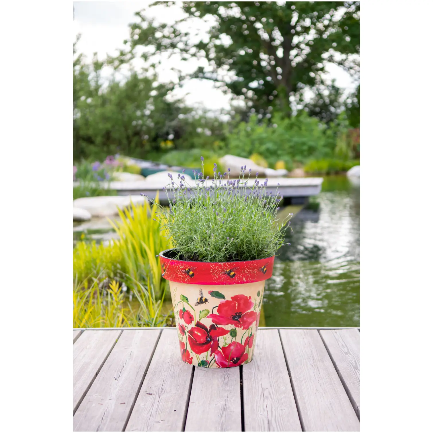 Creekwood Zest Garden Indoor Outdoor Pot Poppies & Bees 30cm