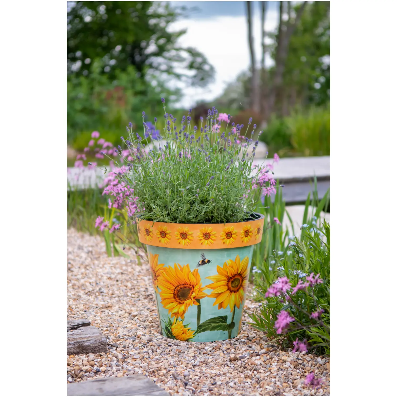 Creekwood Zest Garden Indoor Outdoor Pot Watercolour Sunflower 30cm