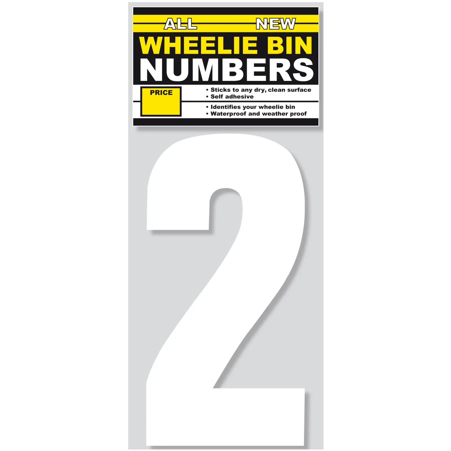 Wheelie Bin Sticker Number 2 Pack of 3