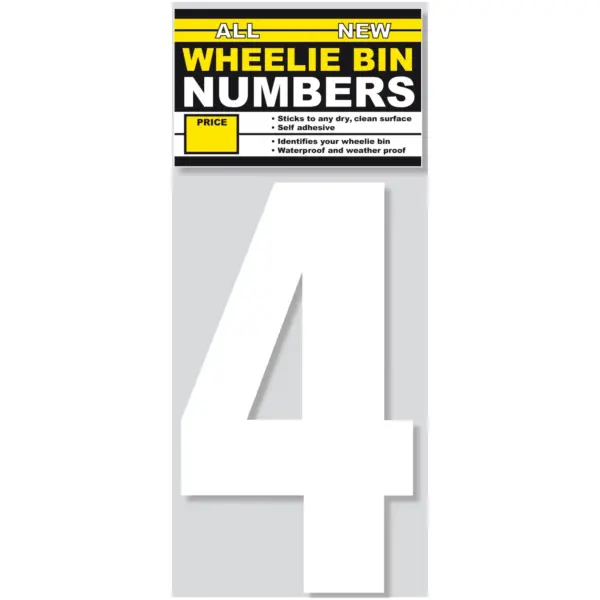 Wheelie Bin Sticker Number 4 Pack of 3