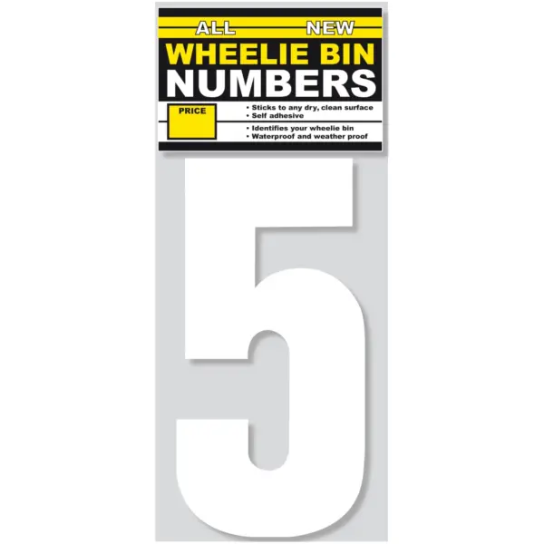 Wheelie Bin Sticker Number 5 Pack of 3
