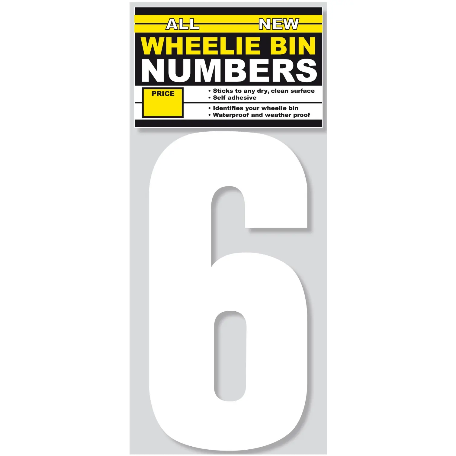 Wheelie Bin Sticker Number 6 Pack of 3