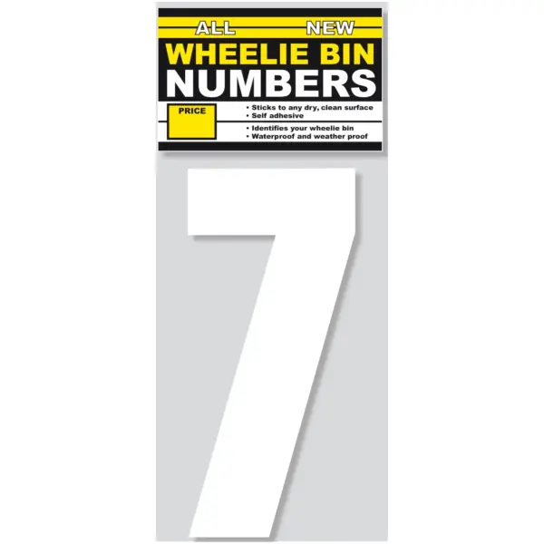 Wheelie Bin Sticker Number 7 Pack of 3