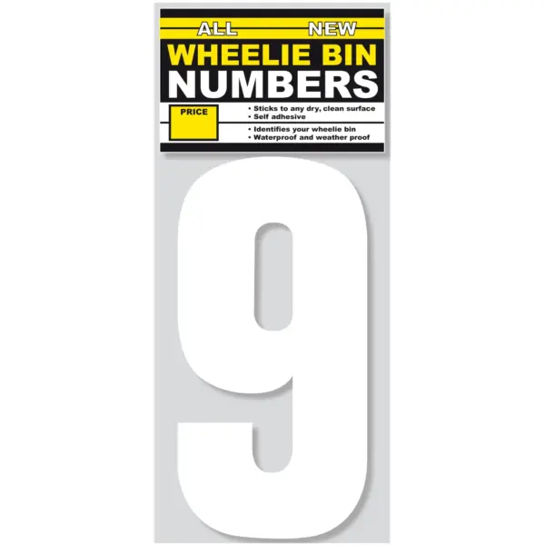 Wheelie Bin Sticker Number 9 Pack of 3