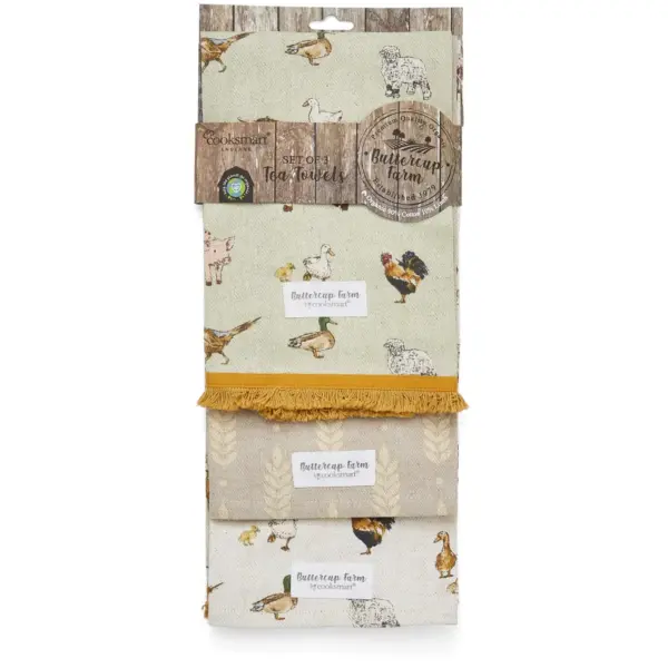 Cooksmart Buttercup Farm 3 Pack Tea Towels