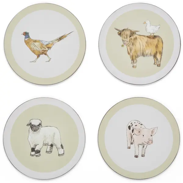 CLI0096 Cooksmart Buttercup Farm Coasters Round 4 Pack