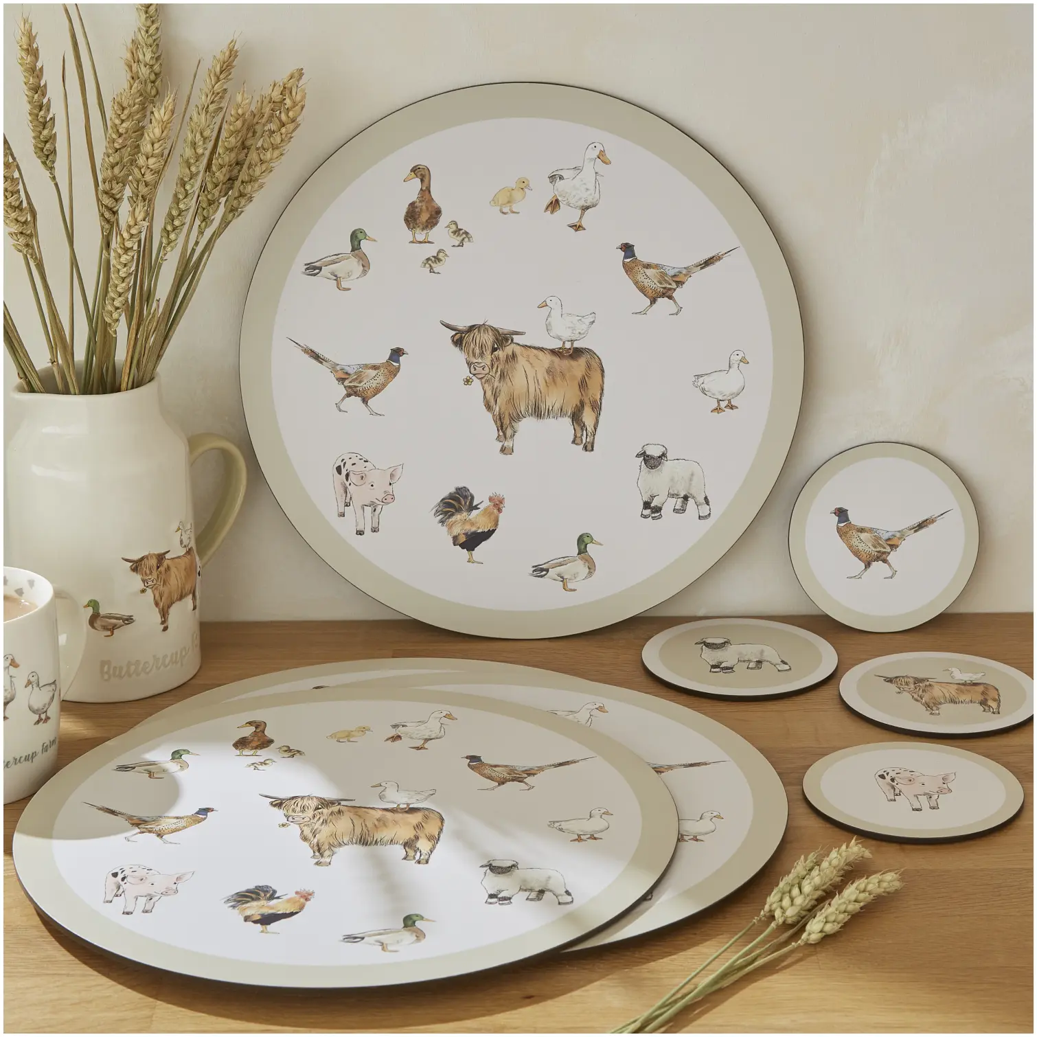 Cooksmart Buttercup Farm Coasters Round 4 Pack