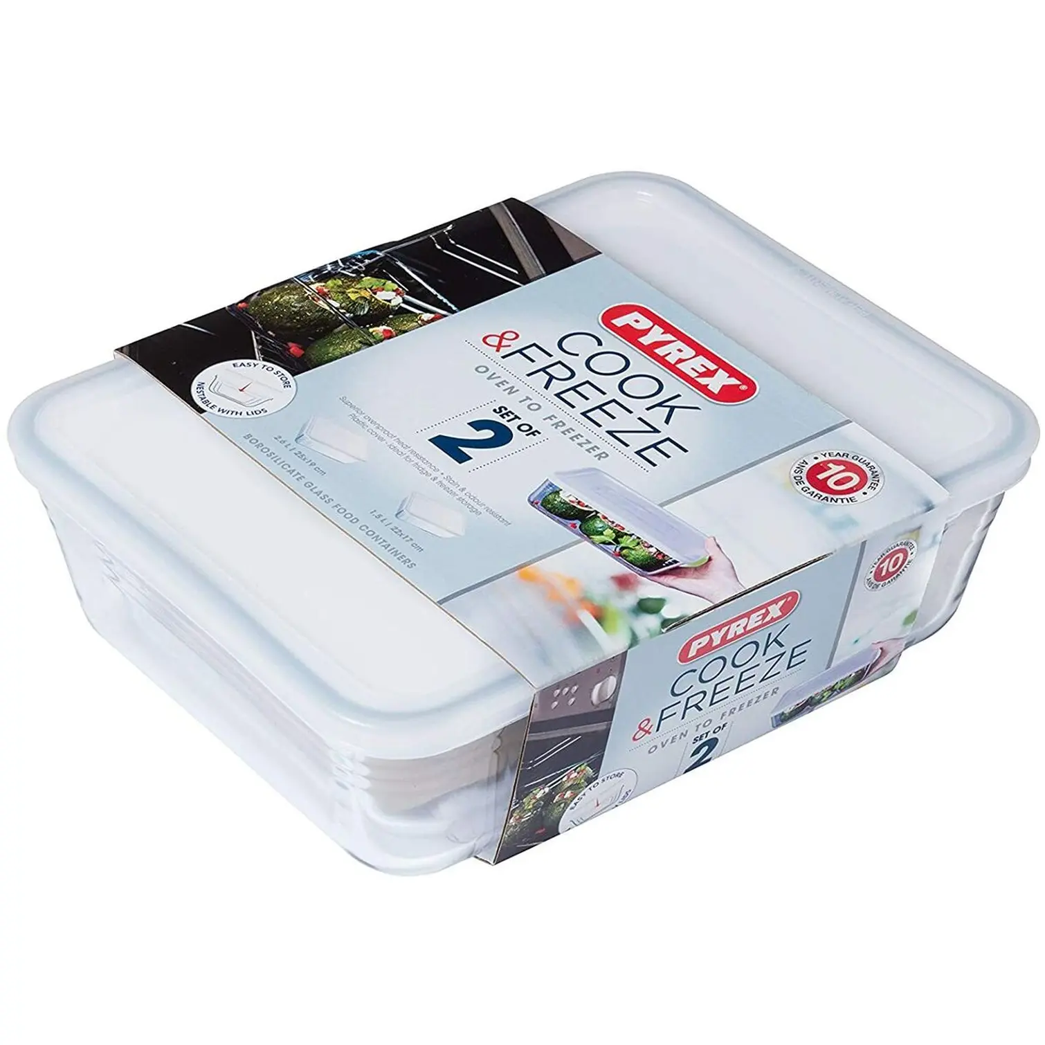Pyrex Cook & Freeze Storage Set 2 Piece 1.5L 2.6L
