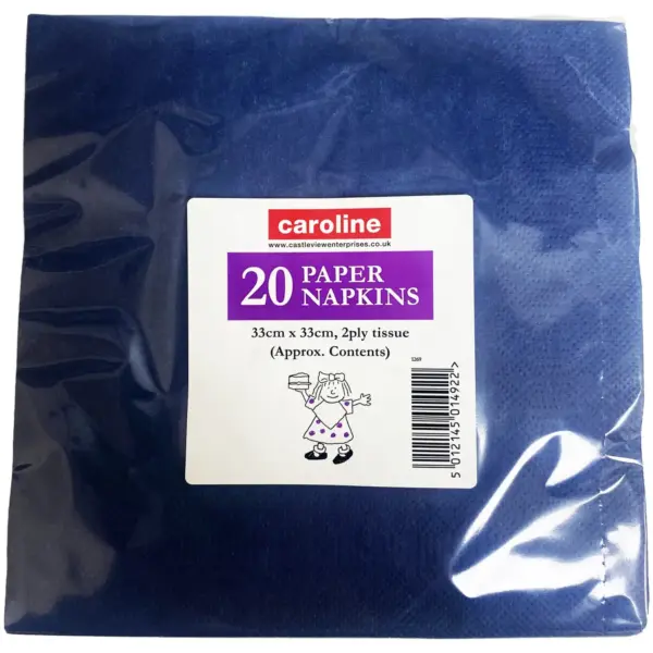 Caroline 20Pk of Dark Blue Napkins 2 Ply 33cm