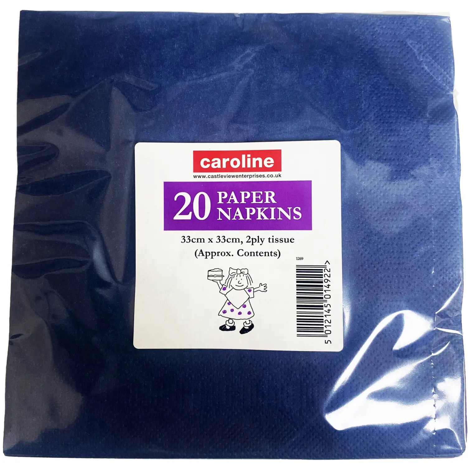 Caroline 20Pk of Dark Blue Napkins 2 Ply 33cm